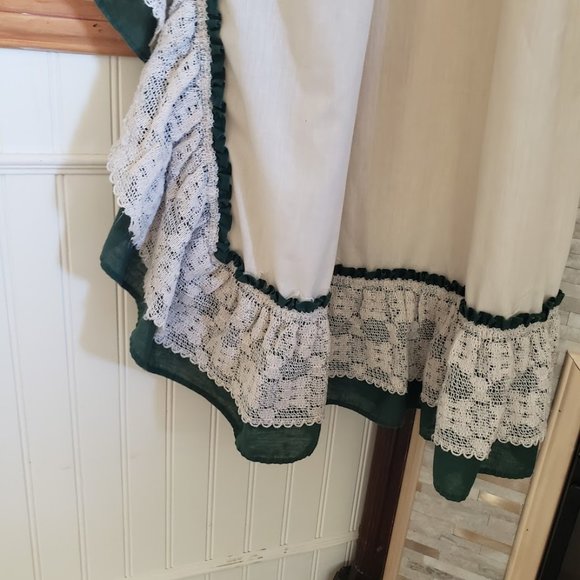 SOLD JC Penney Vtg Priscilla Curtain 88W x 64L Valance Cream Green Ruffle Rod - Picture 9 of 16